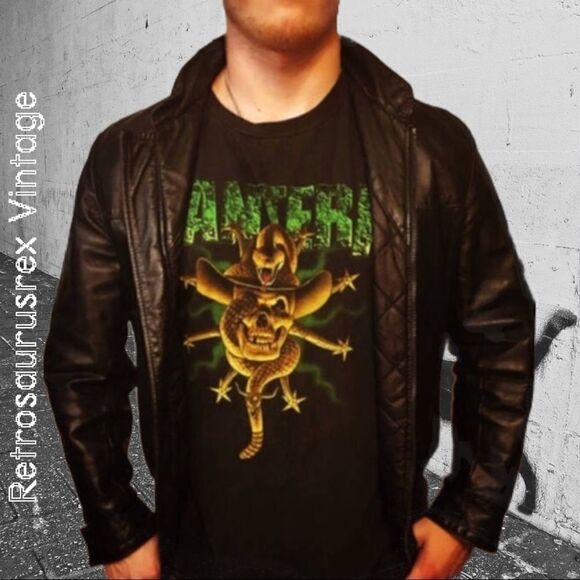 VINTAGE Punk Leather Men’s Jacket Size Large - Picture 1 of 13